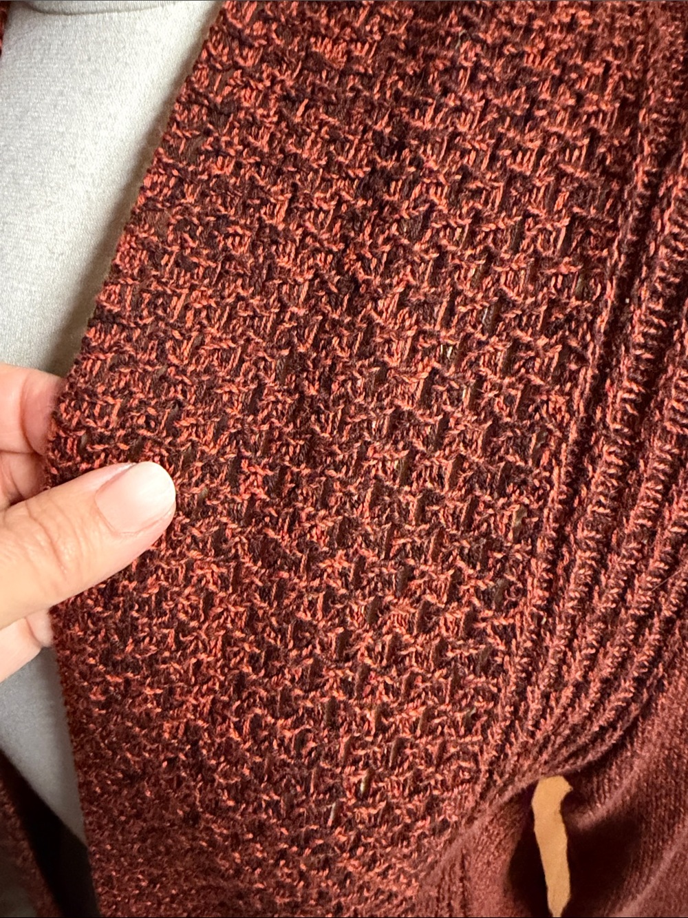 Studio Works Open-Front Knit Cardigan - Rust Brown - Picture 2 of 5